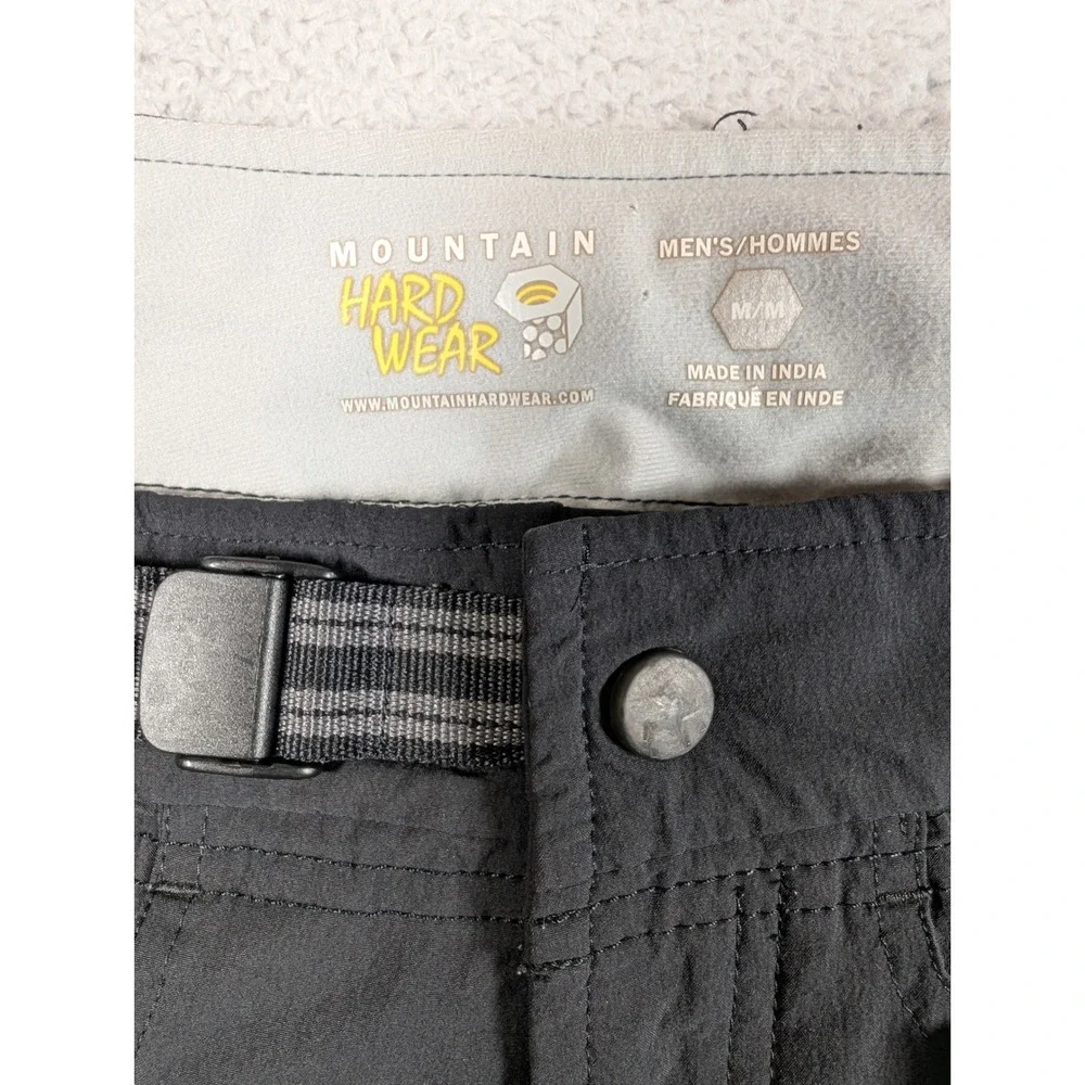 Mountain Hardwear Mens Black Hiking Pants 3/4Size M Belted Outdoor Cropped 33x22